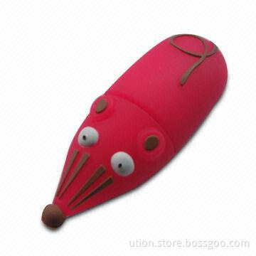 USB Flash Stick with Rubber Mouse Design, 1 to 64GB Memory Capacity, Supports USB 2.0 Interface